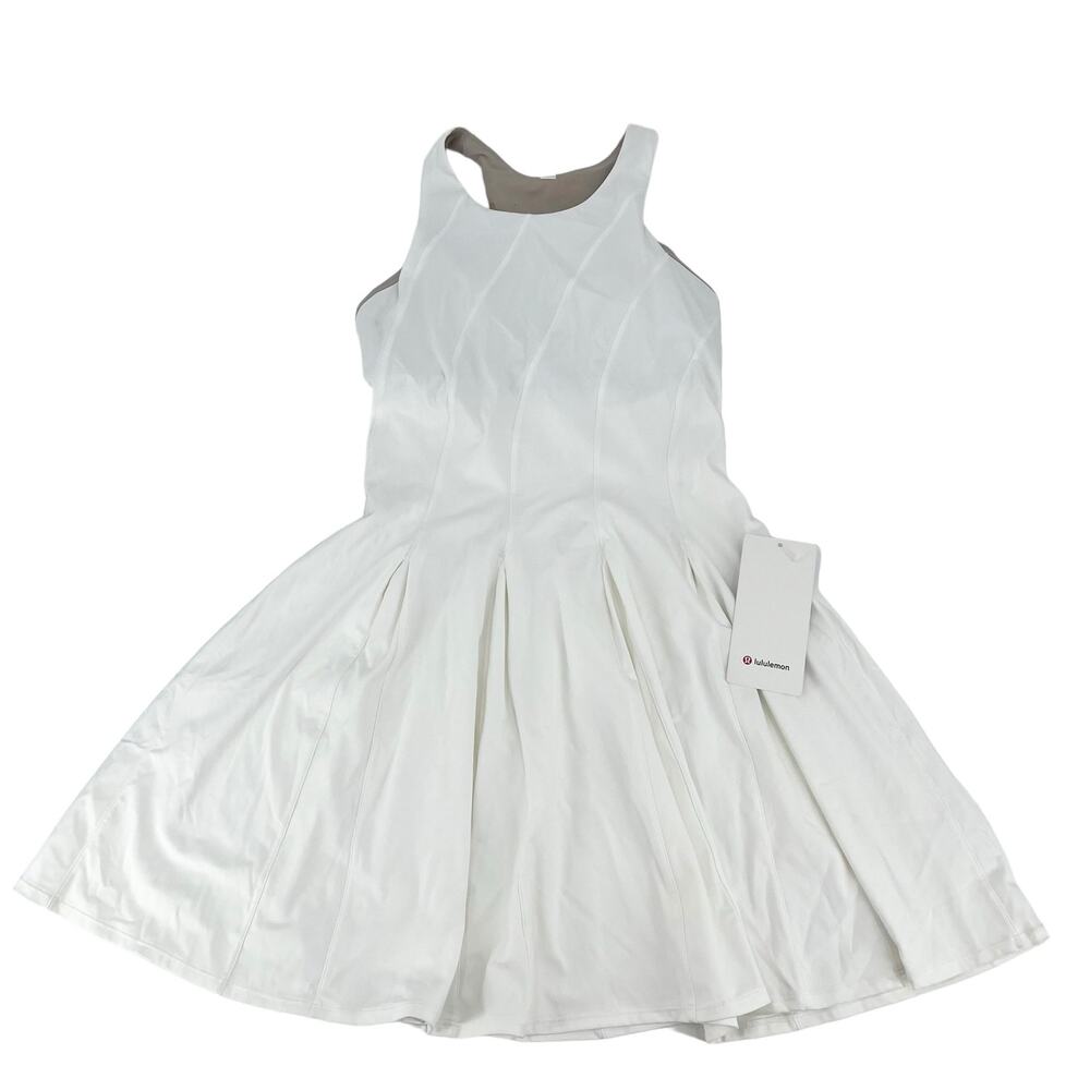 LULULEMON Court Crush Tennis Dress White Nulux Quick Dry Lined Pockets 8 - Picture 5 of 8